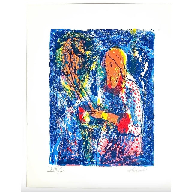 1960s modern figural screenprint of a lady by Lerodo. Numbered 12 of 50.