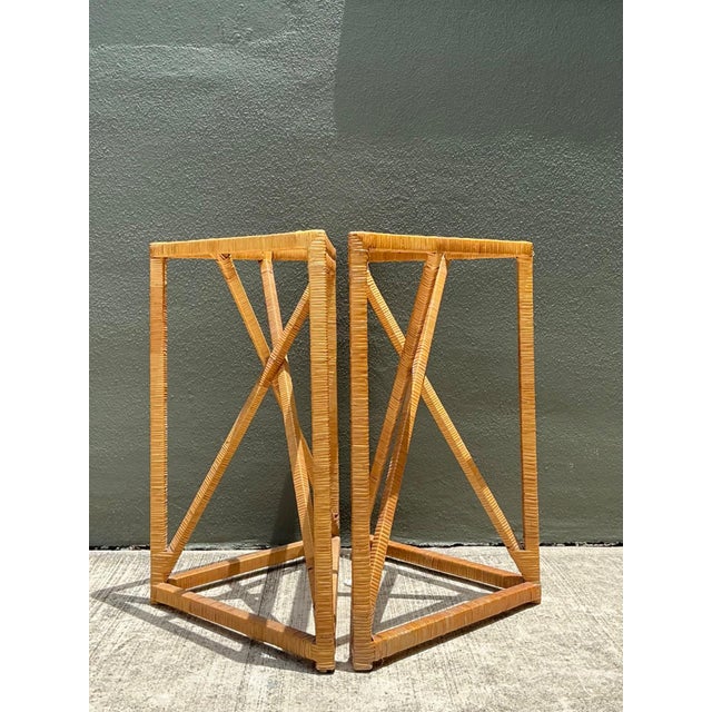 Mid 20th Century Vintage Wrapped Rattan Dining Table Pedestal For Sale - Image 5 of 16