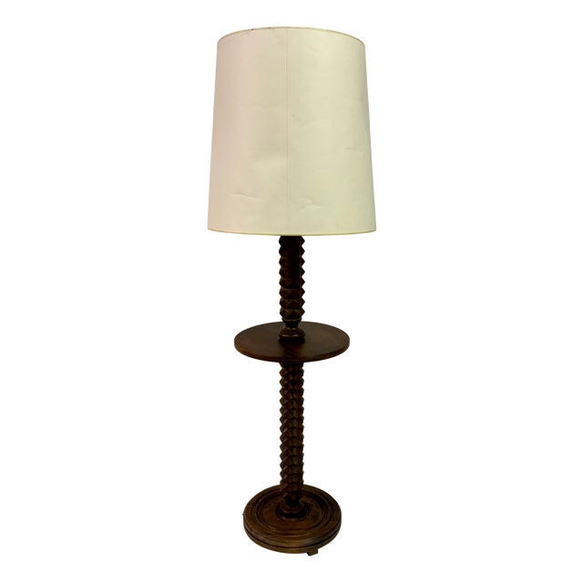 French Carved Floor Lamp in the style of Charles Dudouyt, 1940s For Sale