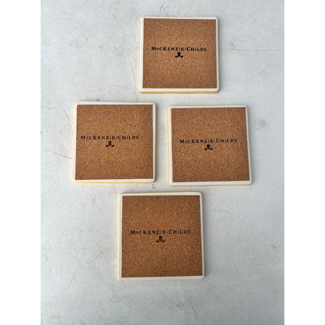 Mackenzie Childs Late 20th Century Mackenzie-Childs Queen Bee Coasters Ceramic Trivet Coasters - Set of 4 For Sale - Image 4 of 6