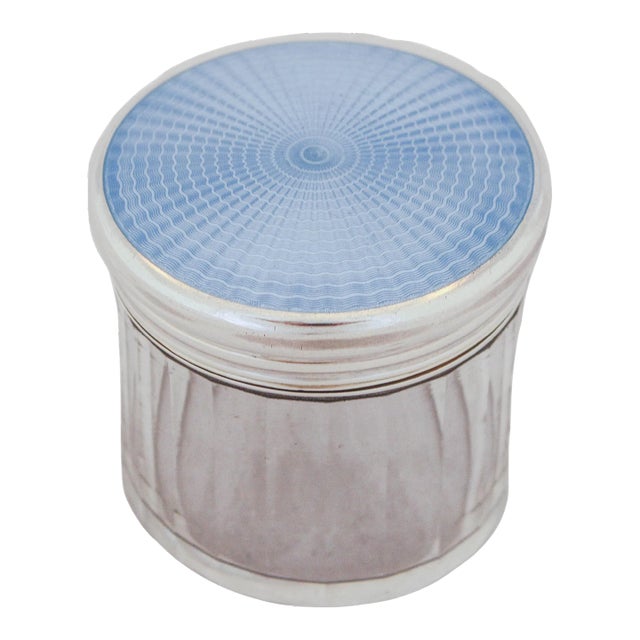 1940s Sterling & Enamel Jar For Sale