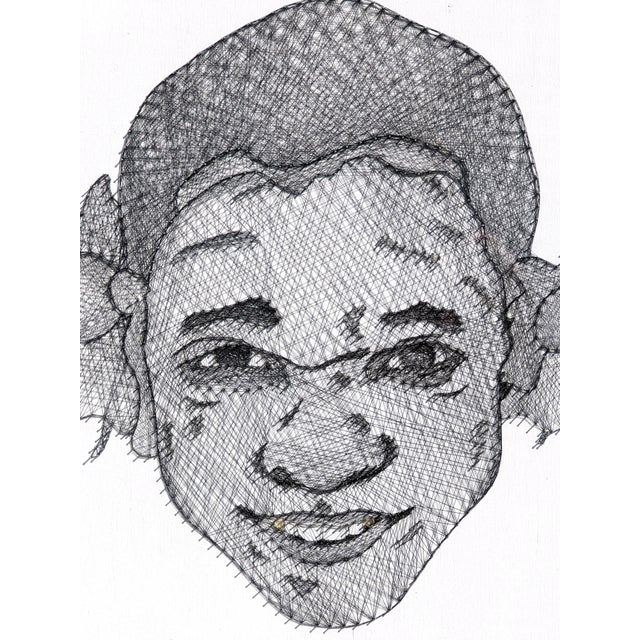 Jaymes Earl "Opulence III" Contemporary Black and White Pin and Thread Mixed Media Portrait, 2023 For Sale - Image 10 of 12