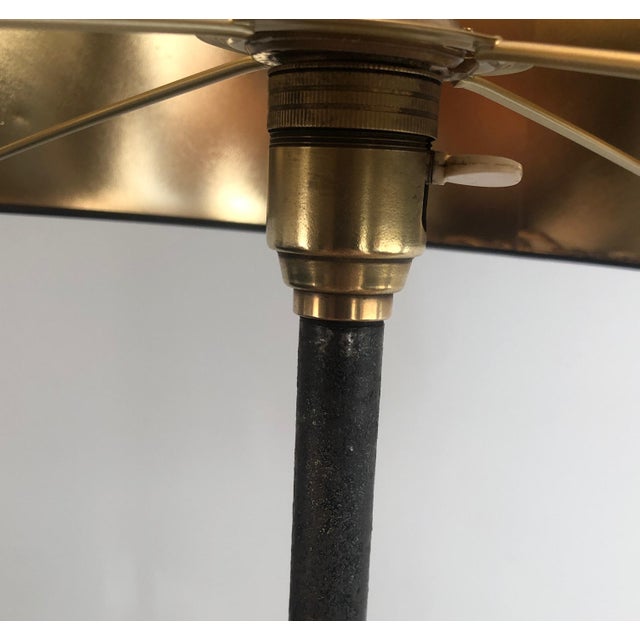 1940s French Brushed Steel and Brass Floor Lamp For Sale - Image 4 of 12