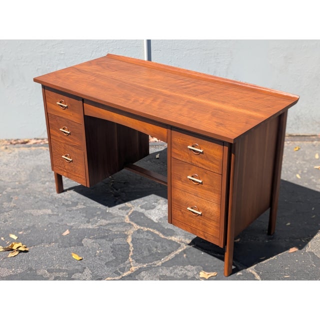 Lane Furniture Mid Century Modern Walnut Writing Desk by Lane, C1960s For Sale - Image 4 of 12