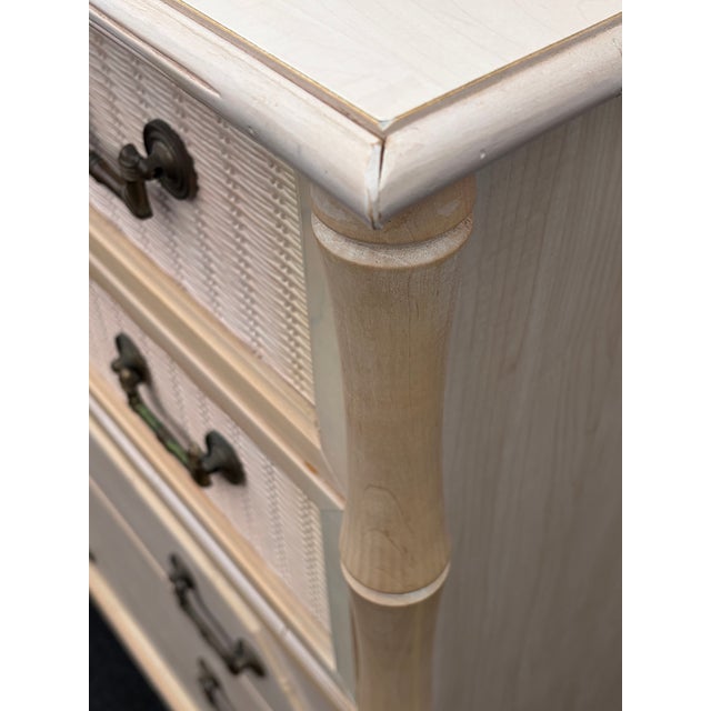 Alabaster Vintage Coastal Faux Bamboo Tall Dresser by Broyhill For Sale - Image 8 of 9