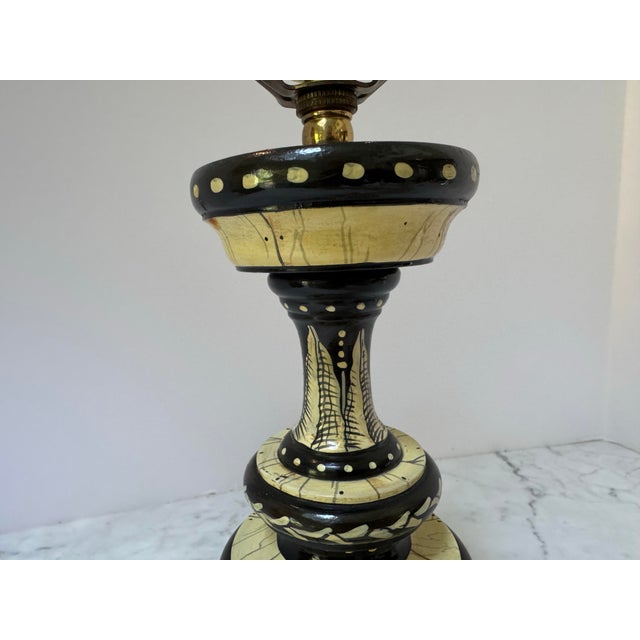 Mid 20th Century Boho Table Lamp With Custom Shade For Sale In Providence - Image 6 of 11