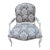 Vintage French Style Armchair Wood Frame Damask Upholstery For Sale