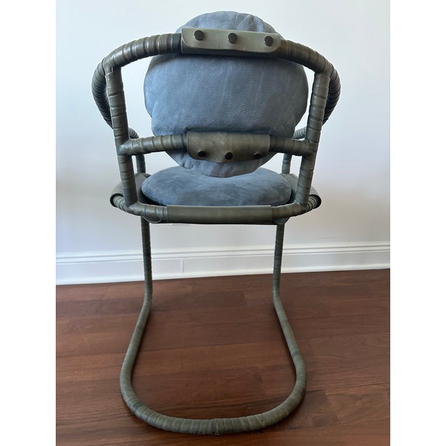 2010s Attributed Ochre Caribou Leather Chairs Set of 3 For Sale - Image 5 of 11