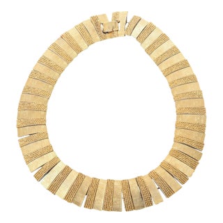 Vintage Reticulated Textural Gold Plated Collar Necklace, 1960's For Sale