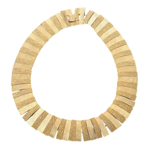 Vintage Textural Reticulated Gold Plated Collar Necklace