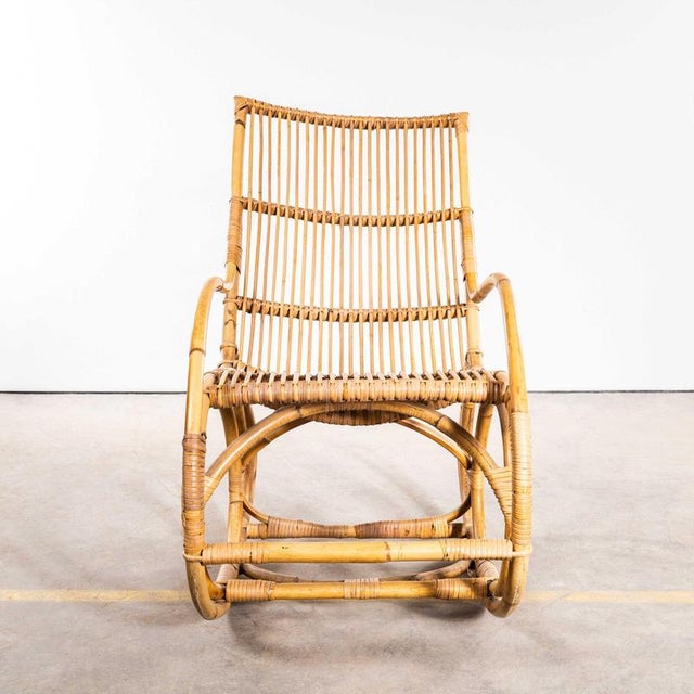 French Rattan Rocking Chair, 1960s For Sale - Image 3 of 11