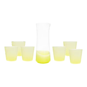 Celerie Kemble Glassware for Chairish Milky Pitcher and Tumblers in Apple Yellow, Set of 7