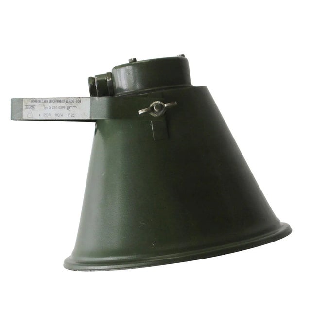 Metal Vintage German Industrial Green Metal Wall Light For Sale - Image 7 of 7