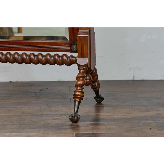 19th Century English Cheval Mirror with Barley Twist Frame, Ball and Claw Feet For Sale - Image 9 of 12