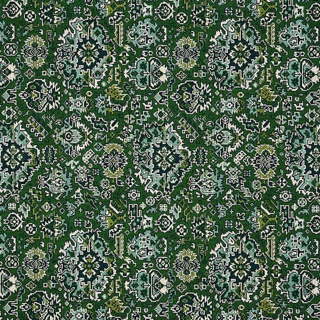 Schumacher Schumacher Pallay Epingle Fabric in Emerald For Sale - Image 4 of 4
