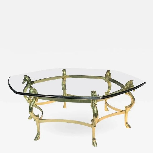 Italian Modernist Brass Seahorse Coffee Table For Sale - Image 4 of 4