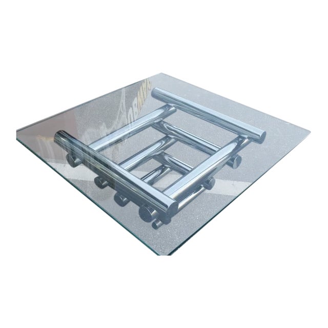 Vintage Chrome Stacked Column Coffee Cocktail Table For Sale - Image 12 of 12