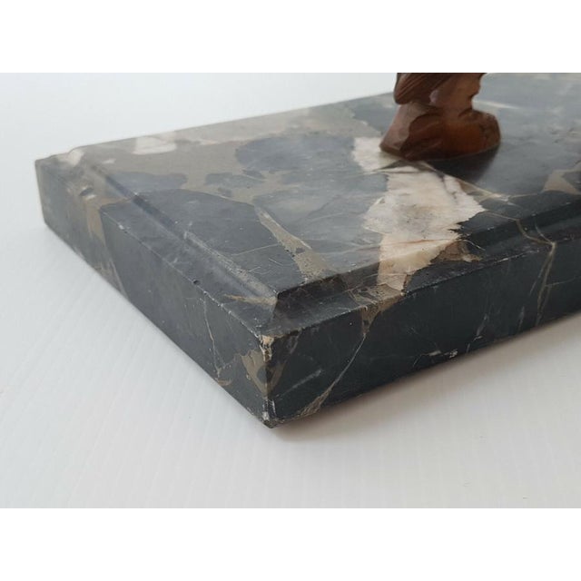 Art Deco Panther in Walnut and Marble, 1920s-1930s For Sale - Image 6 of 11