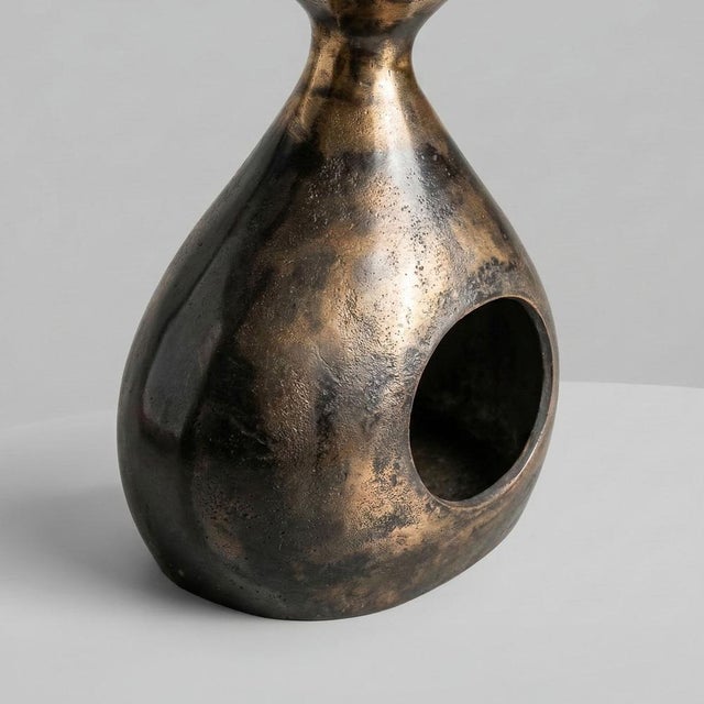 Mid-Century Modern Parisian Bronze Sculpture Stand with Medal Patina, 1980s For Sale - Image 3 of 8