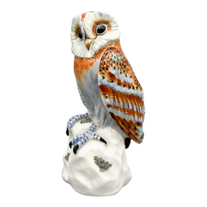 Vintage Italian Hand-Painted Porcelain Barn Owl Figurine – Mid-Century / Naturalist / Hollywood Regency