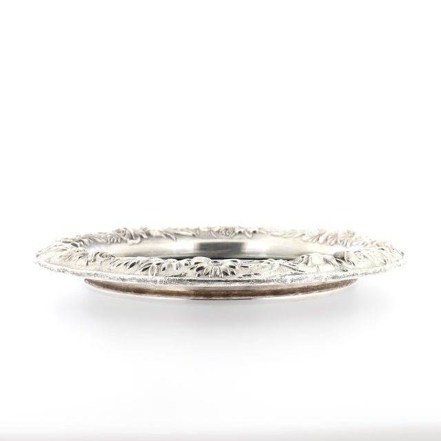 Large Antique Kirk & Son Repousse Sterling Silver & Cut Glass Wine Coaster For Sale In Philadelphia - Image 6 of 10