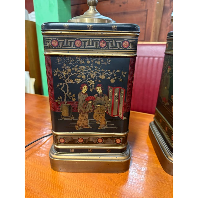 Tea Caddy Lamps a Pair Chinoisierie Vintage For Sale - Image 10 of 10