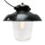 Industrial Black Enamel & Clear Glass Pendant Lights For Sale - Image 6 of 8
