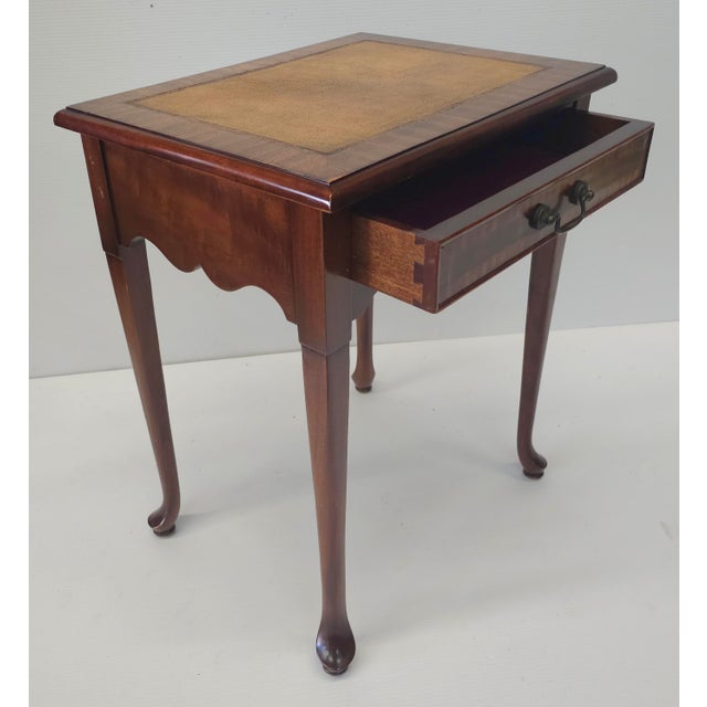 Mid-Century Mahogany and Leather Top English Silver Table For Sale - Image 4 of 12