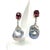Traditional Diamond Rubellite Tourmaline Pearl Earrings 18k Gold 6.25 TCW Certified For Sale - Image 3 of 10