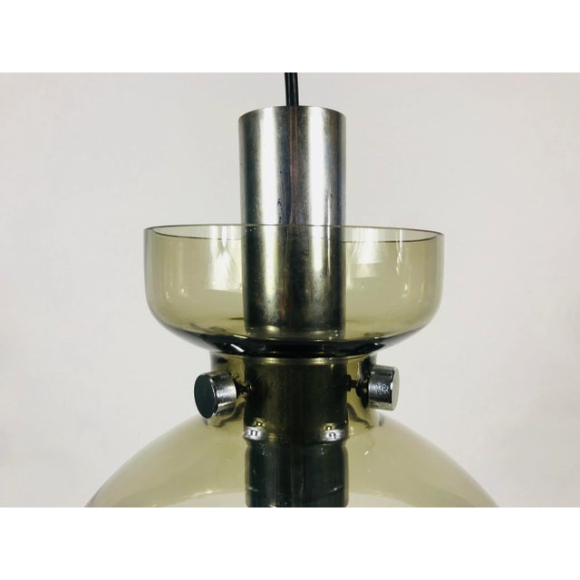 1970s Glass and Chrome Pendant Lamp by Glashütte Limburg, Germany For Sale - Image 6 of 10