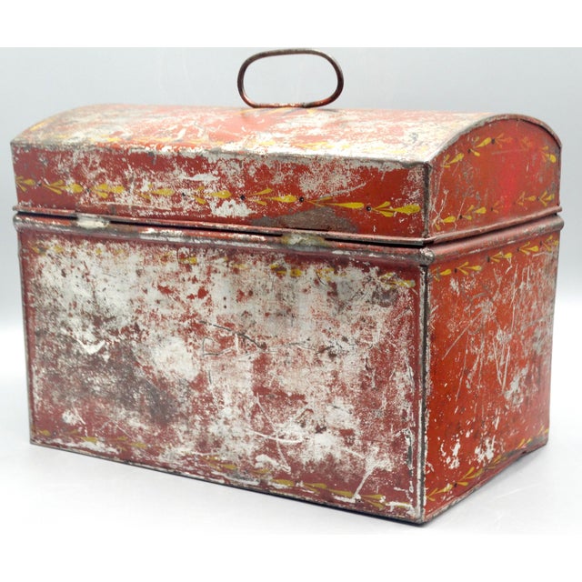 Metal 19th-Century American Hand Painted Tole Box For Sale - Image 7 of 15