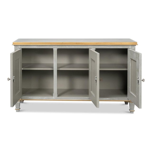 French Louis XVI Buffet in Gray and Gold, 60 Inches For Sale - Image 3 of 12