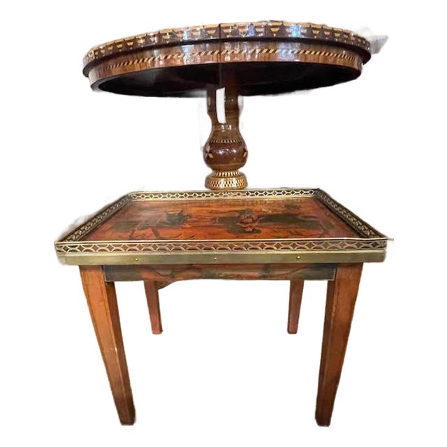 Antique French Red Chinoiserie Side Table For Sale