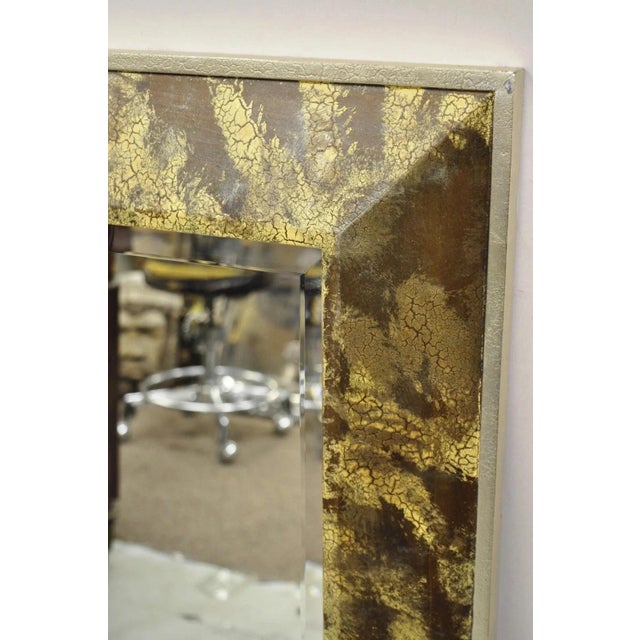 Gold Late 20th Century Decorative Arts Inc. Faux Tortoise Shell Painted Brown & Gold Modern Wall Mirror For Sale - Image 8 of 12