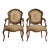 Pair of Early 20th Century Louis XV-Style Carved Wood Armchairs With Tapestry Upholstery For Sale