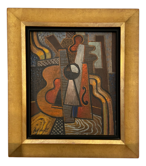 Gilberte Schmitt, Cubist Still Life with Violin, 1920s, Oil on Canvas