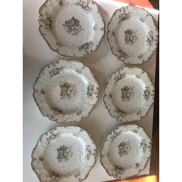 Gray 1920s Gilt Painted Porcelain Plates - Set of 6 For Sale - Image 8 of 11