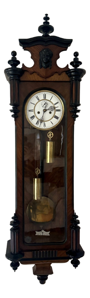 Antique Walnut Double Weight Wall Clock, 1860