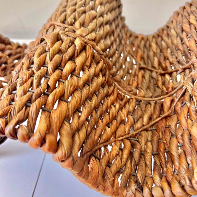 Vintage Organic Modern Rattan and Iron Leaf Shaped Wine Bottle Rack For Sale - Image 12 of 12