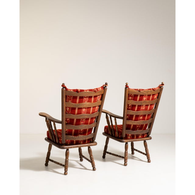 Pair of Dutch Oak Upholstered Armchairs, Antique, France, Circa 1970 For Sale - Image 4 of 13