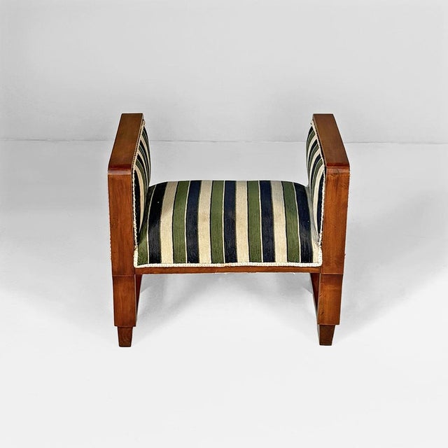 1930s Italian Art Deco Benches in Fabric and Wood, 1930s, Set of 2 For Sale - Image 5 of 18