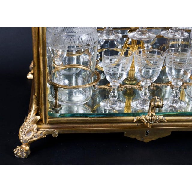 Antique French Bacarrat Ormolu and Glass Liqueur Cabinet, 1800s, Set of 21 For Sale - Image 6 of 18