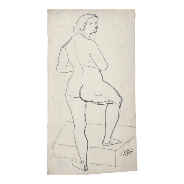 Andre Derain Female Nude Pencil on Paper Drawing 1935 For Sale