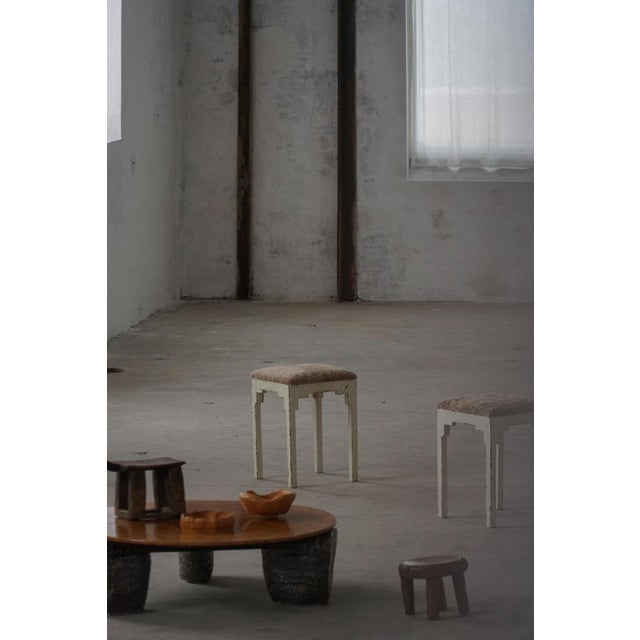 Antique Danish Stools with Lambswool Seats, Late 19th Century, Set of 2 For Sale - Image 3 of 18