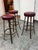 Mid 20th Century Burgundy Vinyl + Metal Bar Stools, Set of Three For Sale - Image 4 of 12