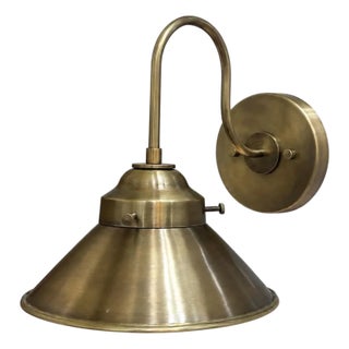 Handcrafted Brass Cone Wall Sconce, Adjustable Arm Wall Light for Kitchen, Bedroom & Hallway For Sale