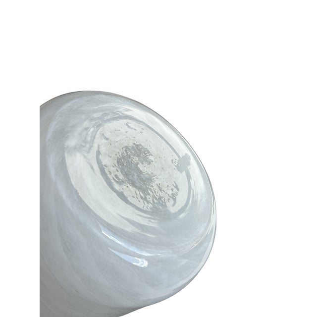 Vintage Murano Hand Blown Lattimo Art Glass Vase – White Spiral Swirl Italian Glass, Tall Sculptural Form For Sale - Image 6 of 6