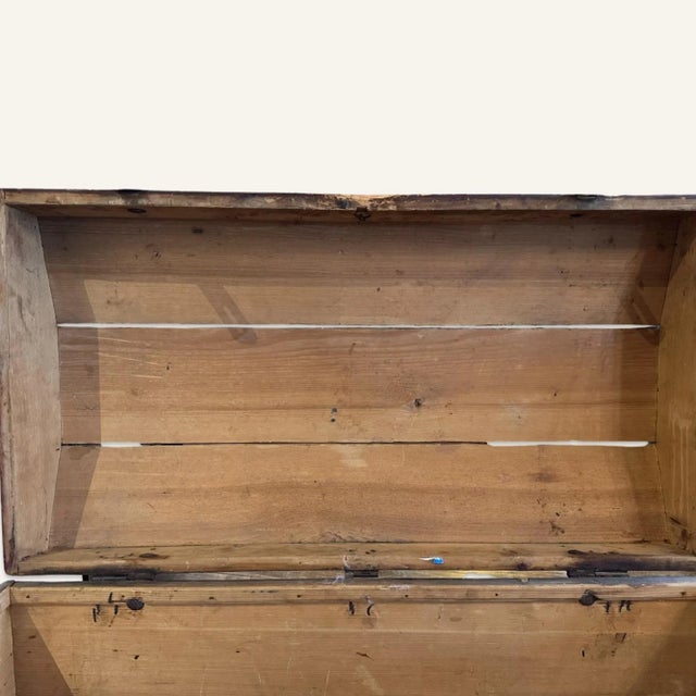 Early 19th Century American Painted Wooden Trunk With Wrought and Hammered Iron Hardware For Sale - Image 10 of 11