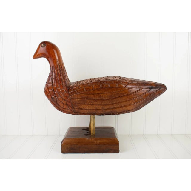 1985 Johnny Wyres "Hen Pheasant" Hand Carved Wooden Folk Art Bird For Sale - Image 4 of 13