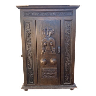 Carved Indonesian Tribal Cabinet For Sale